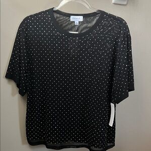 Evereve Black and silver stud Polka Dot Blouse